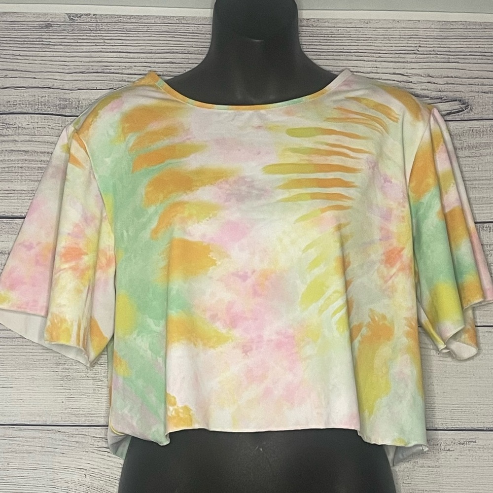 Shein tie dye boxy oversized cropped tee size Small